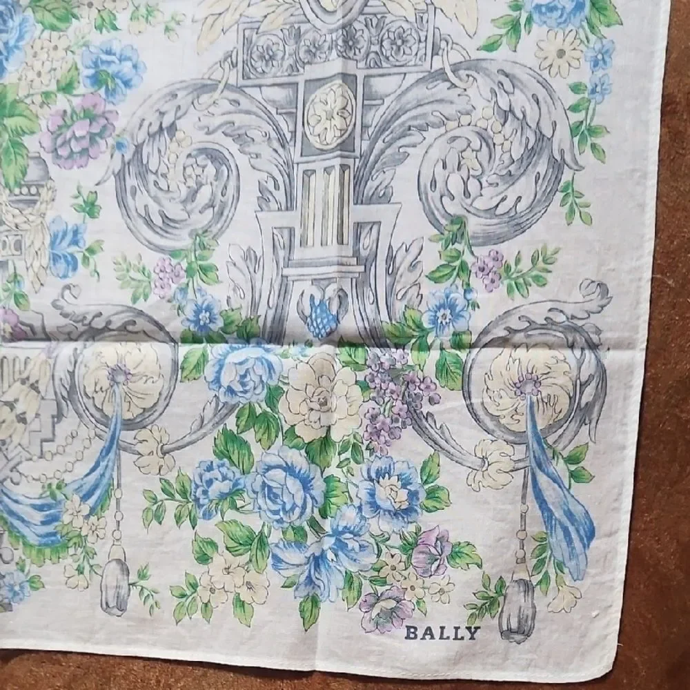 Bally Floral and Scroll Patterned Scarf